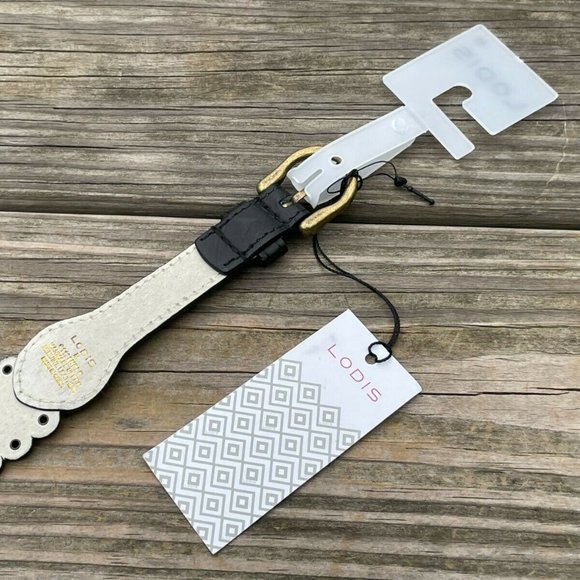 Lodis Women belt leather Lazer Cut fashion Women Black Waistband Size M - Picture 6 of 12